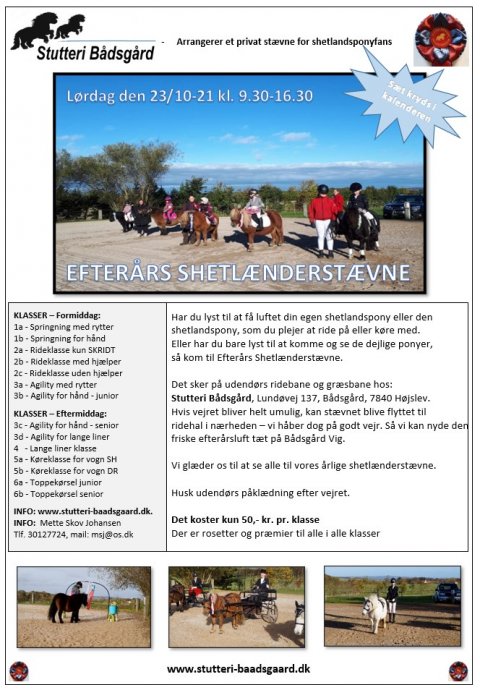 Plakat - Efterårs shetlænderstævne 2021