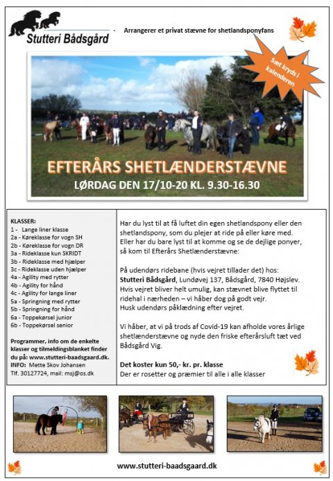 Plakat - Efterårs shetlænderstævne 2020